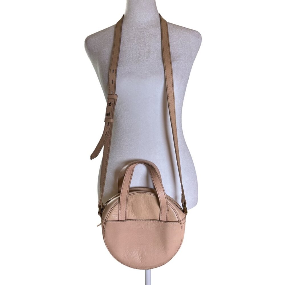 Madewell Juno Circle Crossbody Handbag Bag Nude Linen Round Zip Adj Strap